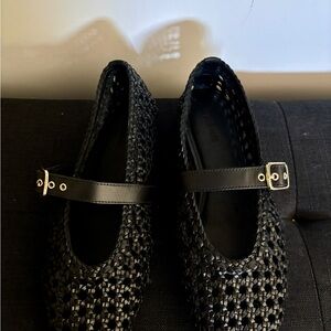 Madewell Black Loafers with Textured Knit and Buckle
